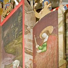 Schrein Rückwand: Gethsemane (Fragment) · feststehender Flügel: St. Agatha